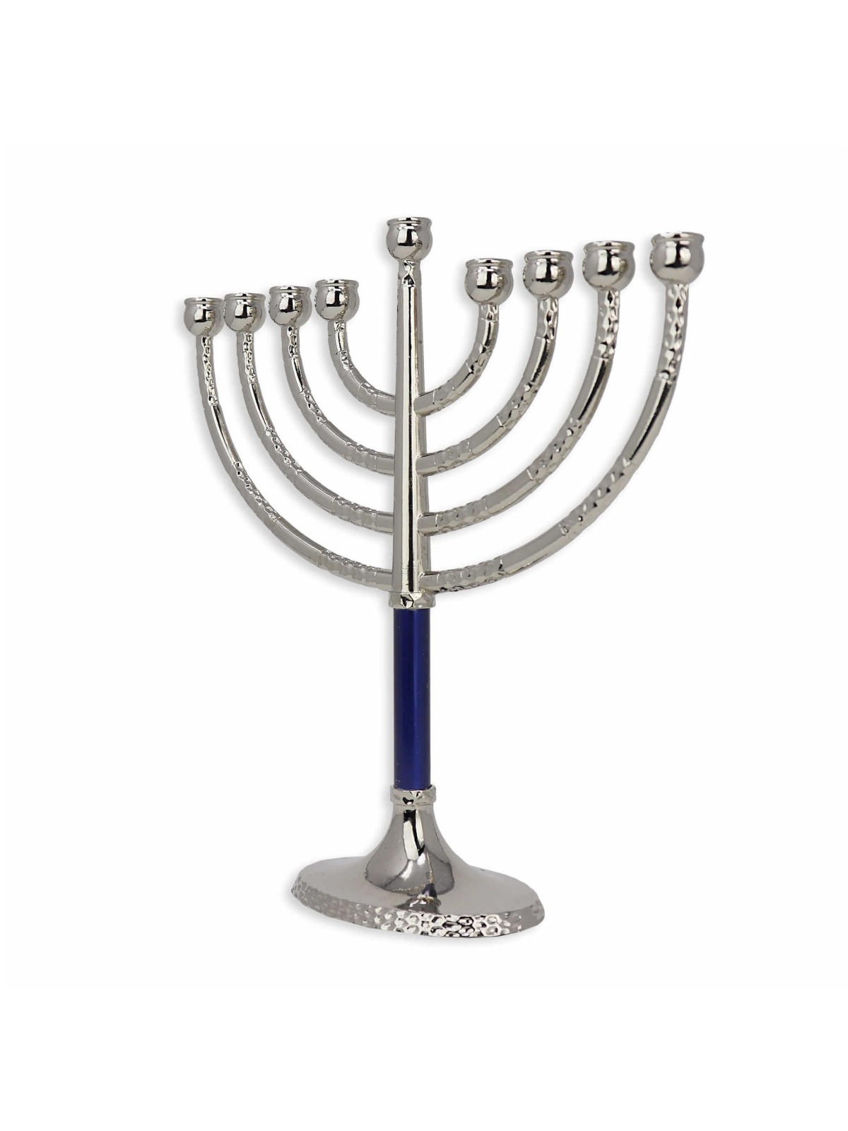 Classical Silver Menorah With Hammered Accents - B | Hanukkah | Judaic