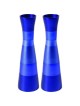 Anodized Blue Ringed Candlesticks | Candle Holders | Judaica