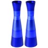 Anodized Blue Ringed Candlesticks | Candle Holders | Judaica