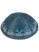 Blue Embroidered Date Palm Kippah By Yair Emanuel | Kippahs | Judaica