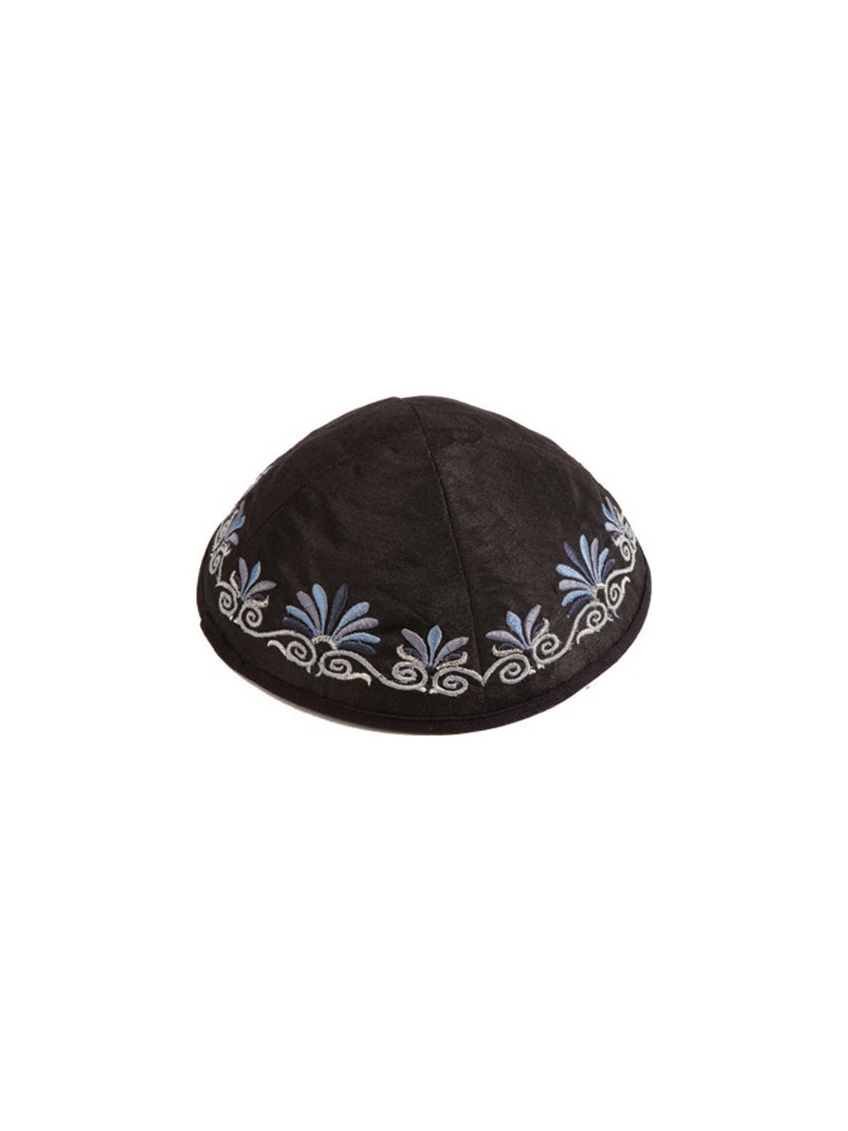Black Embroidered Date Palm Kippah By Yair Emanuel | Kippahs | Judaica