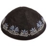 Black Embroidered Date Palm Kippah By Yair Emanuel | Kippahs | Judaica