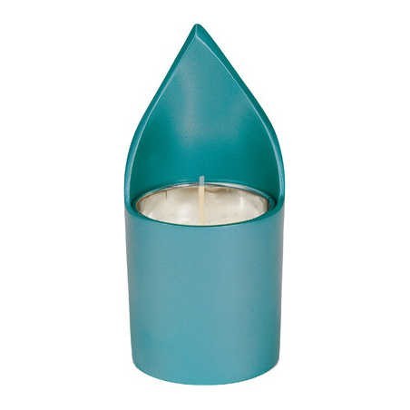 Teal Anodized Yahrtzeit Candle Holder By Yair Eman | Yahrzeit Candles