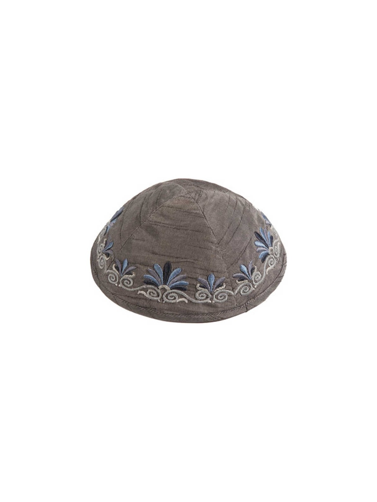 Gray Embroidered Date Palm Kippah By Yair Emanuel | Kippahs | Judaica