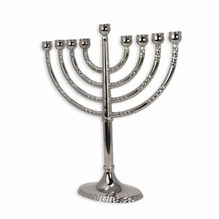 Classical Silver Menorah With Hammered Accents | Hanukkah | Judaica