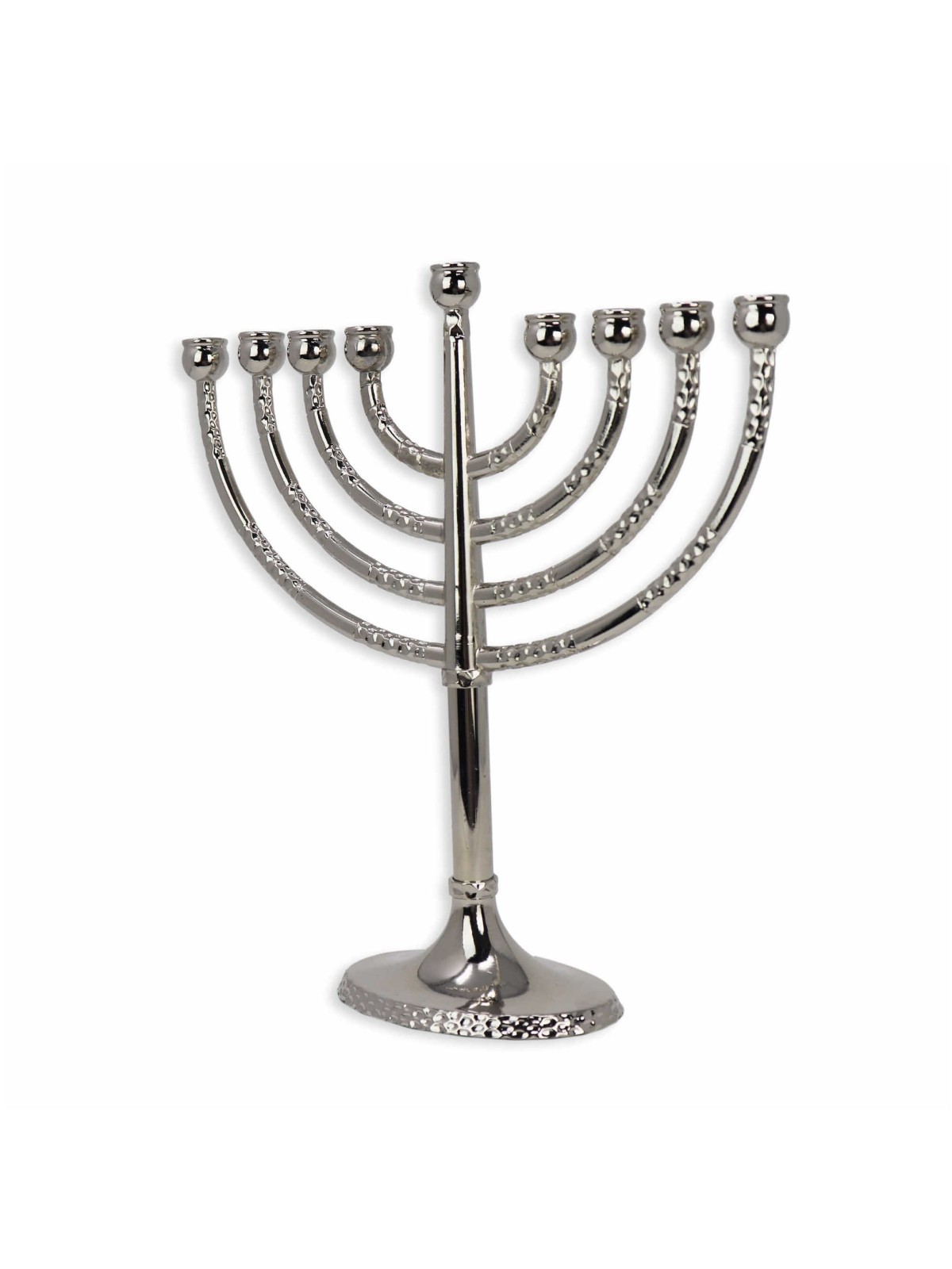 Classical Silver Menorah With Hammered Accents | Hanukkah | Judaica
