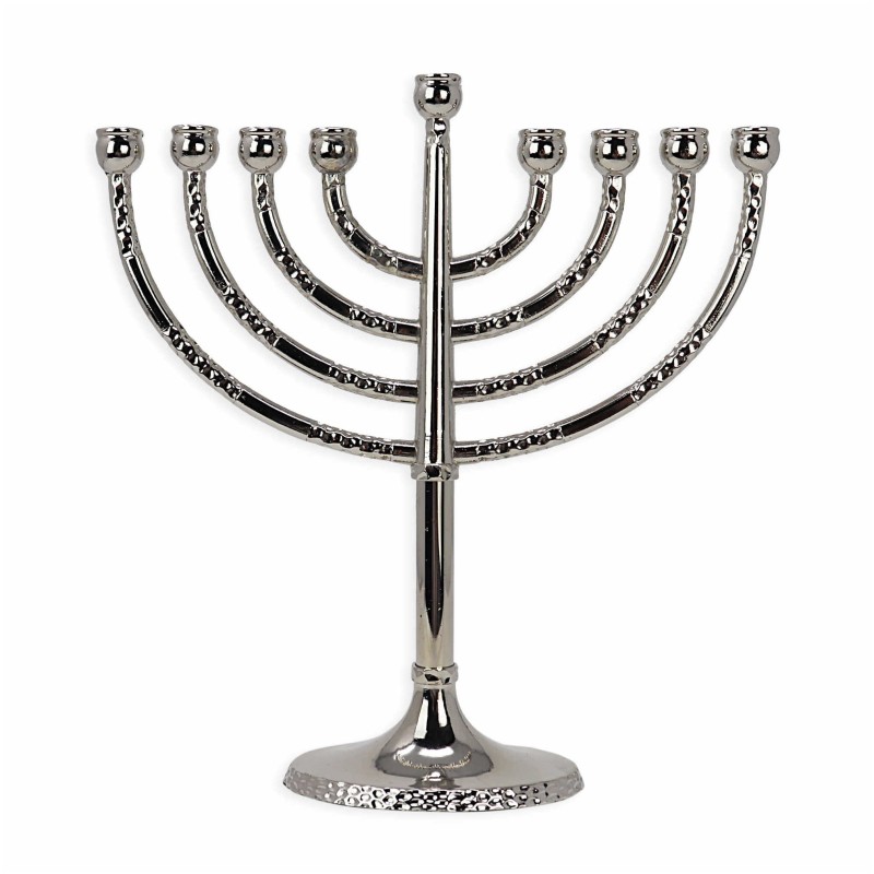 Classical Silver Menorah With Hammered Accents | Hanukkah | Judaica