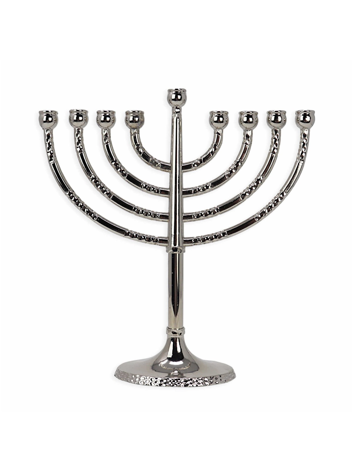Classical Silver Menorah With Hammered Accents | Hanukkah | Judaica