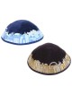 Blue Velvet Embroidered Jerusalem Border Kippah By | Kippahs | Judaica