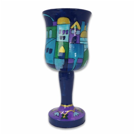 Blue Jerusalem Kiddush Cup | Kiddush Cups | Judaica