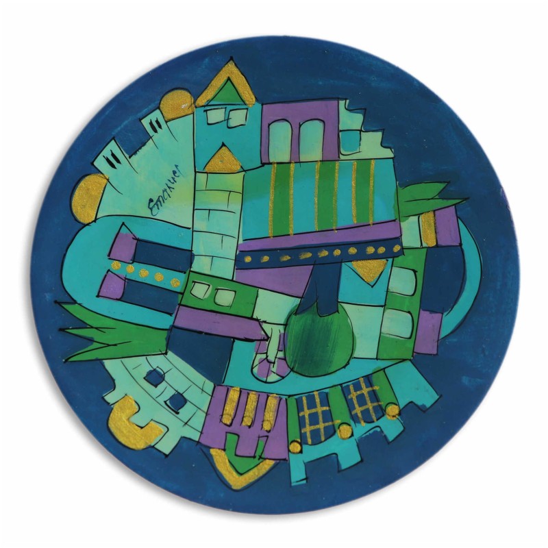 Blue Jerusalem Kiddush Cup | Kiddush Cups | Judaica