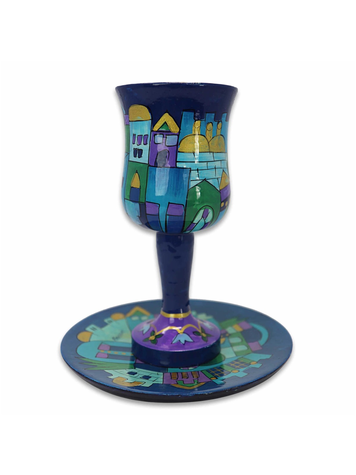 Blue Jerusalem Kiddush Cup | Kiddush Cups | Judaica