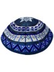 Blue Geometrical Embroidered Cotton Kippah By Yair | Kippahs | Judaica