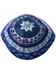 Blue Geometrical Embroidered Cotton Kippah By Yair | Kippahs | Judaica