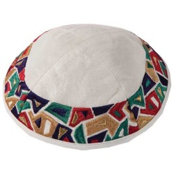 Multicolor Embroidered Triangles Kippah By Yair Em | Kippahs | Judaica