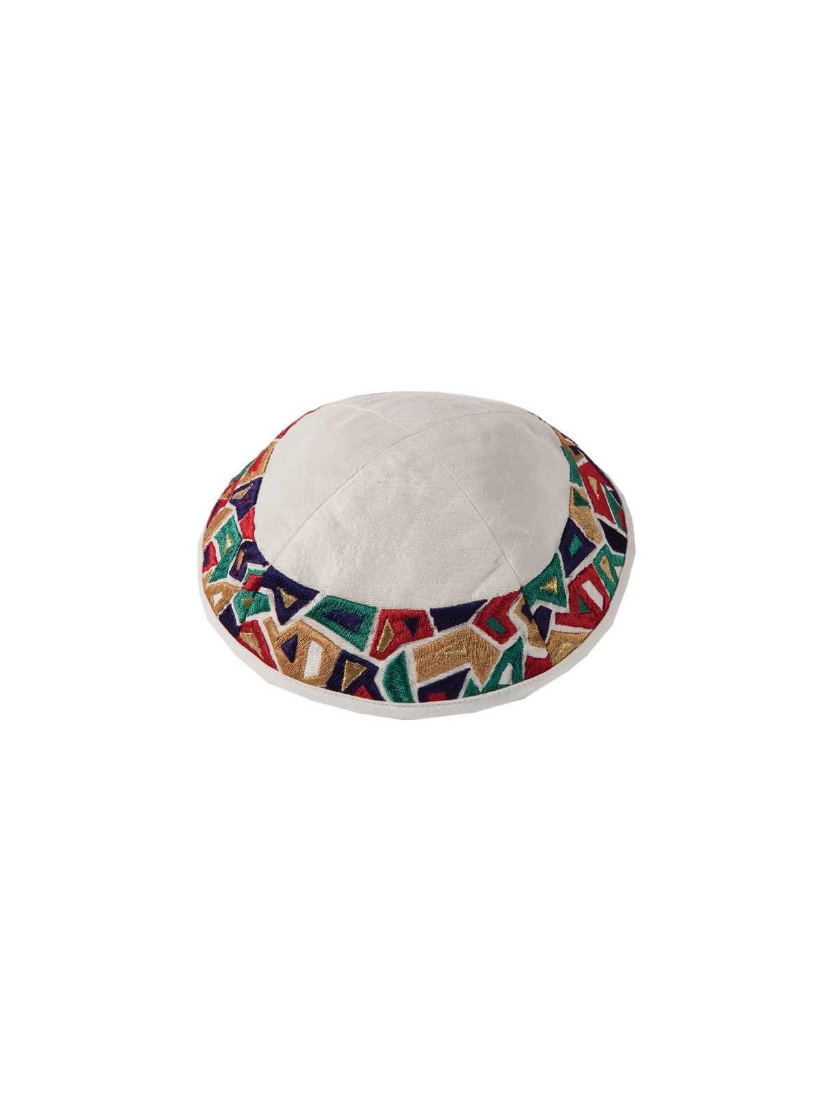 Multicolor Embroidered Triangles Kippah By Yair Em | Kippahs | Judaica