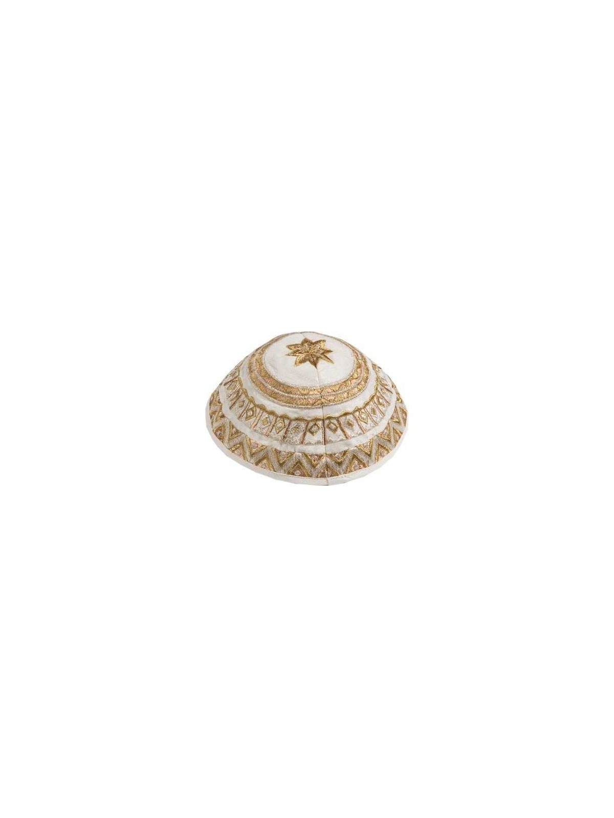 Gold Geometrical Embroidered Cotton Kippah By Yair | Kippahs | Judaica