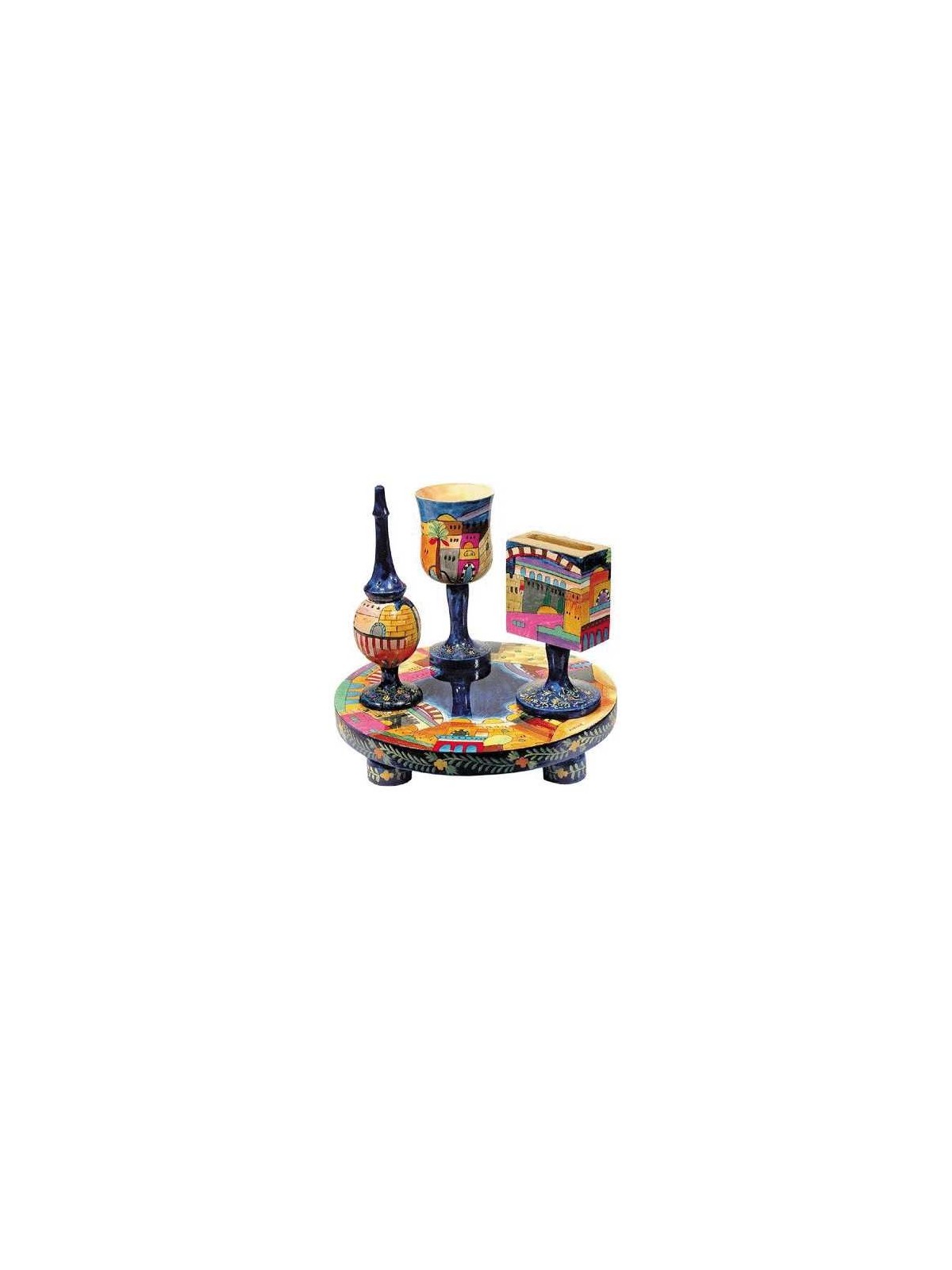 Wood Jerusalem Havdalah Set | Havdalah Sets & Spice Boxes | Judaica