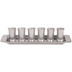 Anodized Aluminum Silver Kiddush Serving Cup Set | Kiddush Cups | Juda