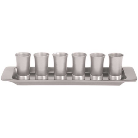 Anodized Aluminum Silver Kiddush Serving Cup Set | Kiddush Cups | Juda