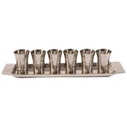 Hammered Kiddush Cups with Tray | Kiddush Cups | Judaica