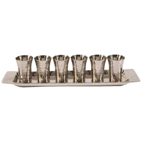 Hammered Kiddush Cups with Tray | Kiddush Cups | Judaica