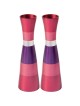 Anodized Pink Ringed Candlesticks | Candle Holders | Judaica