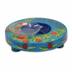 Blue Pomegranate Honey Dish By Yair Emanuel | Rosh Hashanah | Judaica