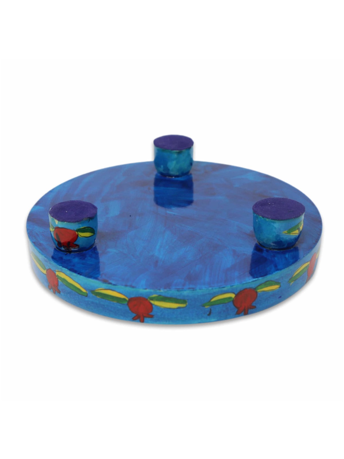 Blue Pomegranate Honey Dish By Yair Emanuel | Rosh Hashanah | Judaica