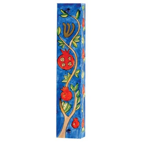 Pomegranate Tree Wood Mezuzah Case | Mezuzahs | Judaica