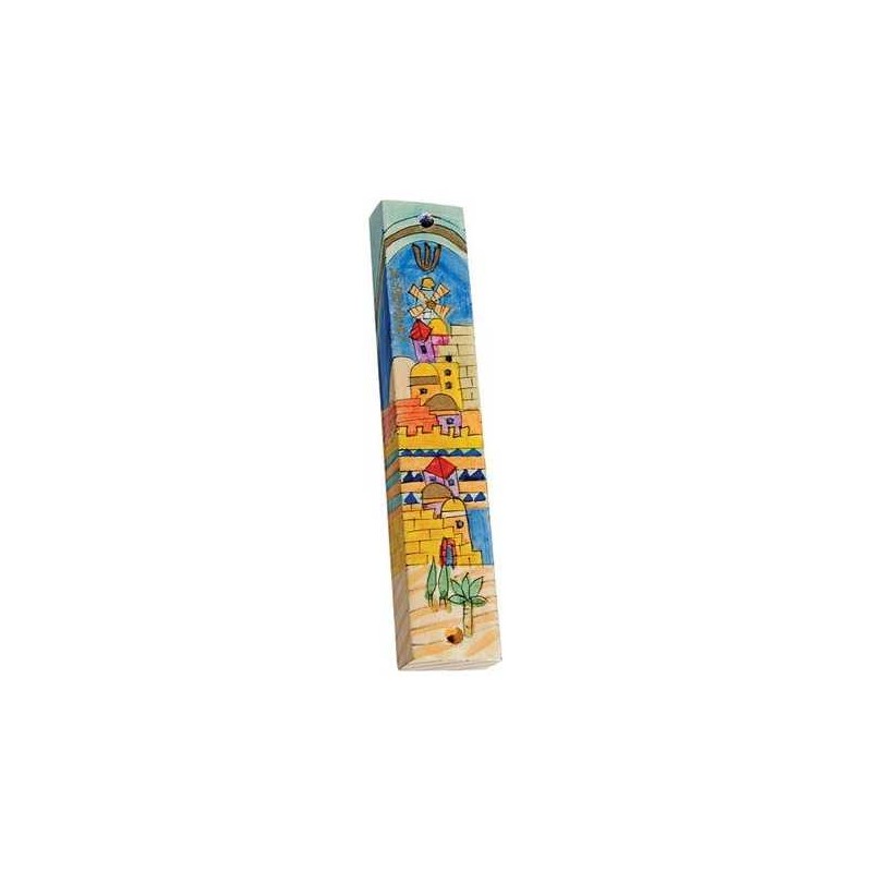 Jerusalem View Wood Mezuzah Case | Mezuzahs | Judaica