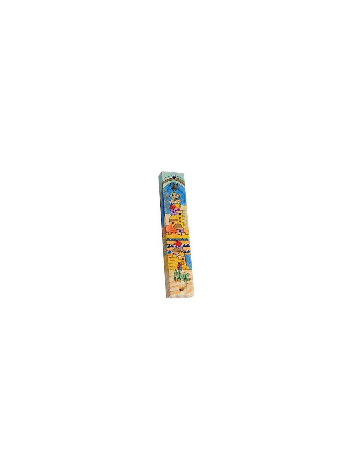 Jerusalem View Wood Mezuzah Case | Mezuzahs | Judaica