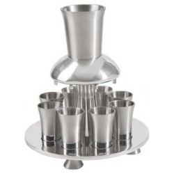Anodized Aluminum Silver Kiddush Fountain | Kiddush Cups | Judaica
