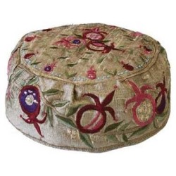 Gold Pomegranate Bucharian Kippah | Kippahs | Judaica