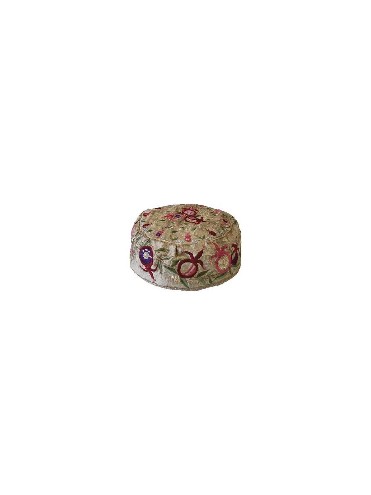 Gold Pomegranate Bucharian Kippah | Kippahs | Judaica