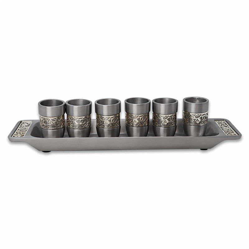 Lacy Laser-Cut Kiddush Serving Cup Set | Kiddush Cups | Judaica
