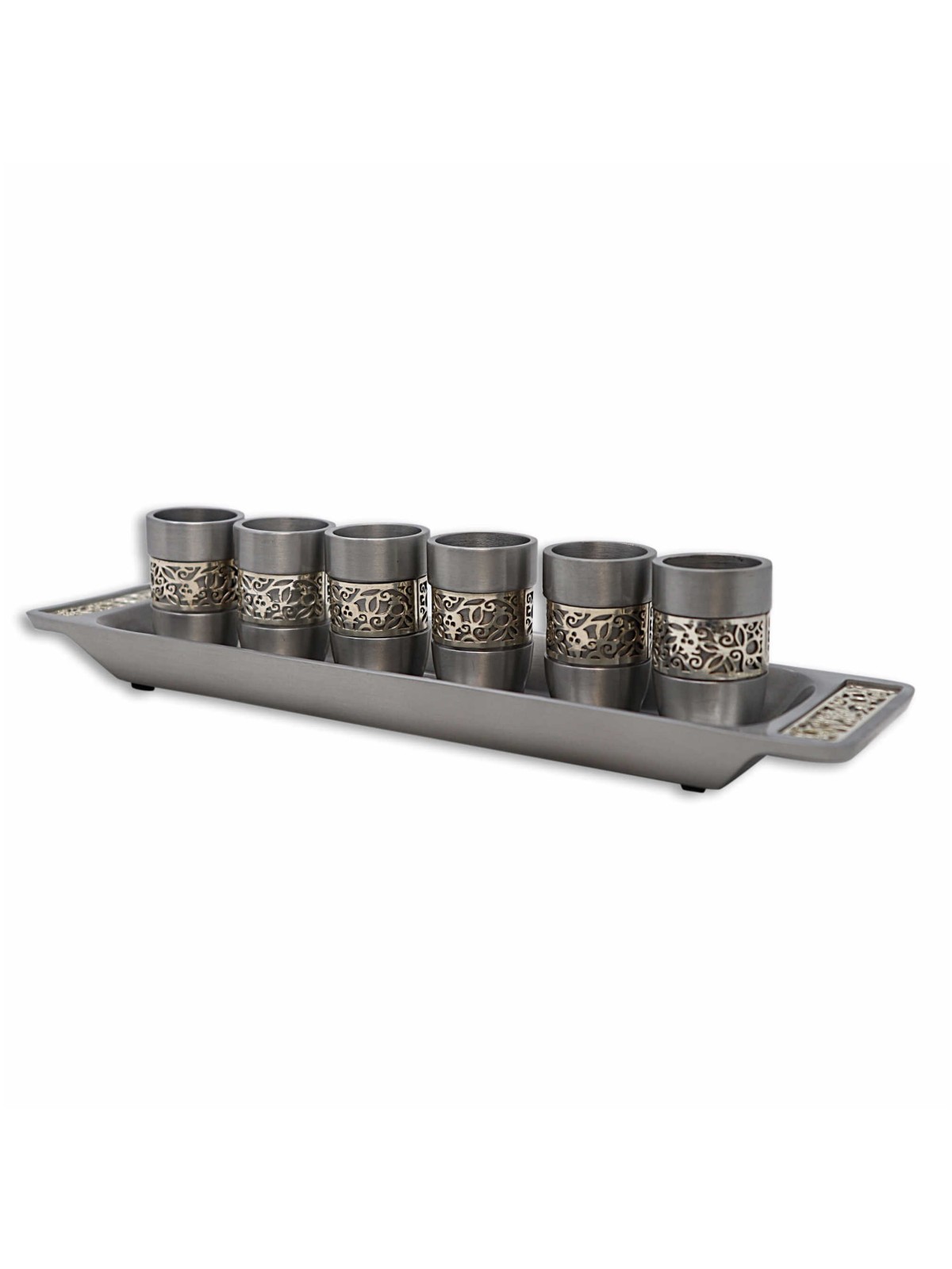 Lacy Laser-Cut Kiddush Serving Cup Set | Kiddush Cups | Judaica