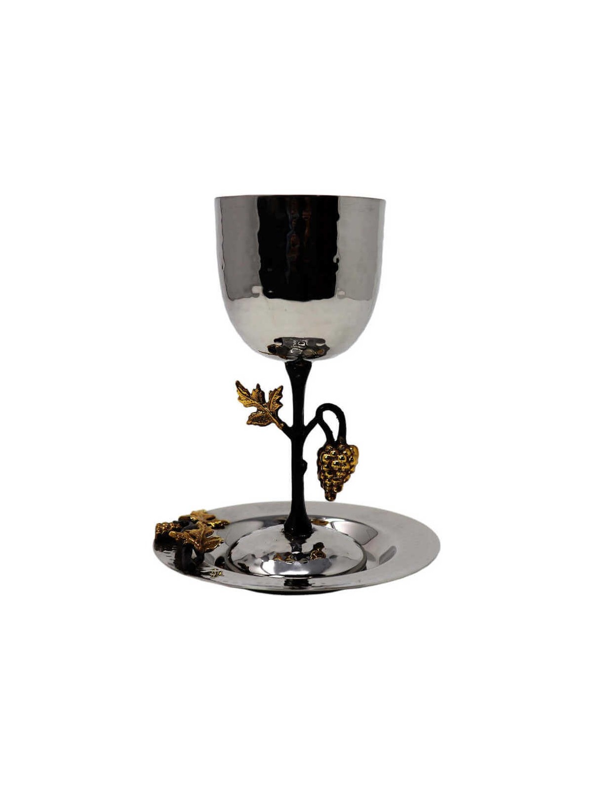Golden Grapes Stainless Steel Kiddush Cup & Plate  | Kiddush Cups | Ju