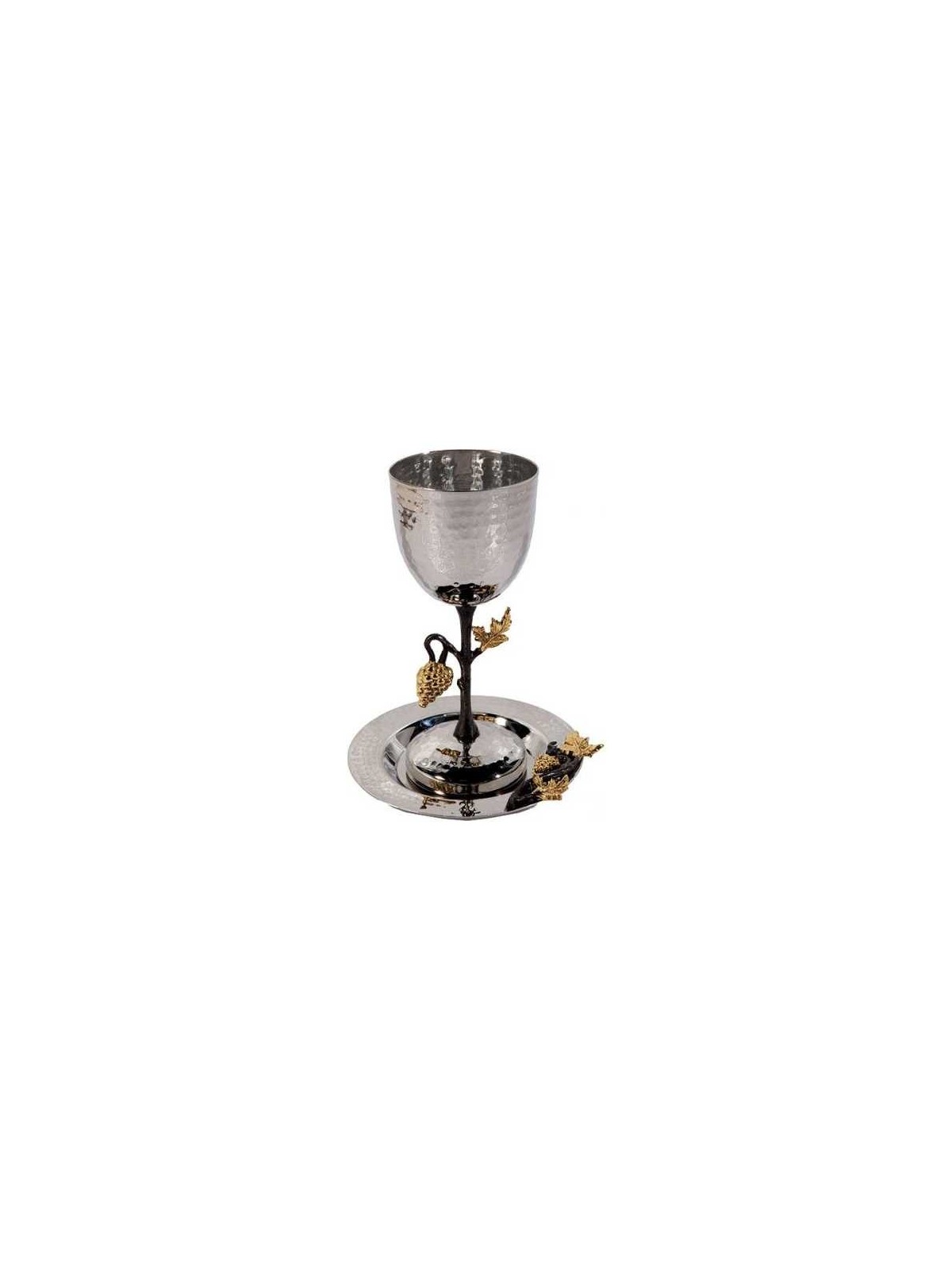 Golden Grapes Stainless Steel Kiddush Cup & Plate  | Kiddush Cups | Ju
