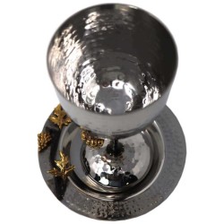 Golden Grapes Stainless Steel Kiddush Cup & Plate  | Kiddush Cups | Ju