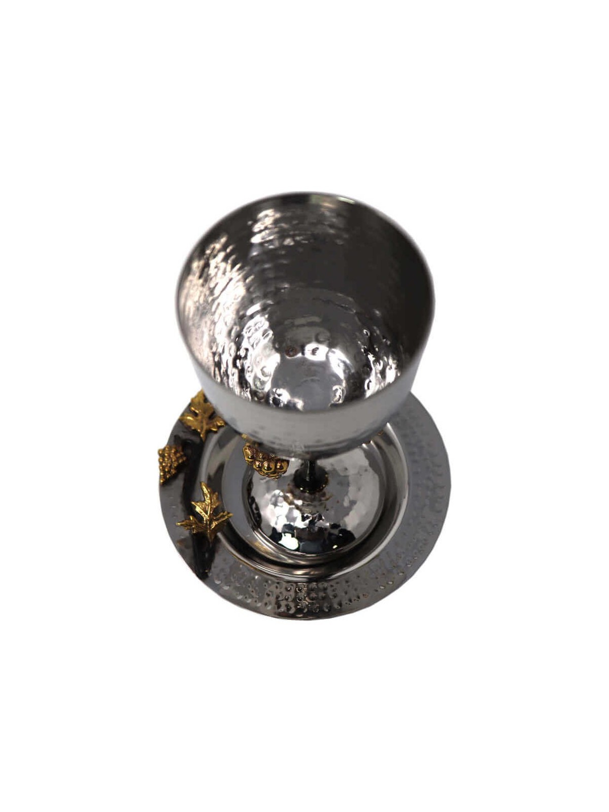 Golden Grapes Stainless Steel Kiddush Cup & Plate  | Kiddush Cups | Ju