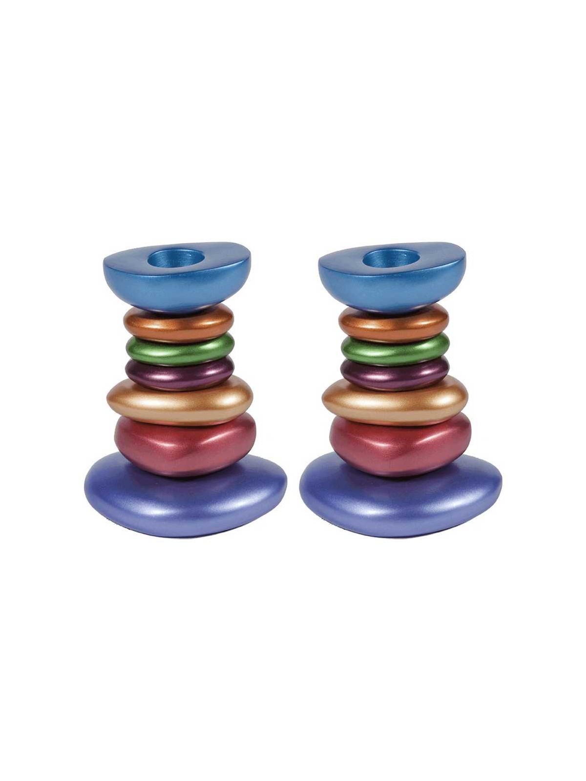 Stacked Stones Candlesticks | Candle Holders | Judaica