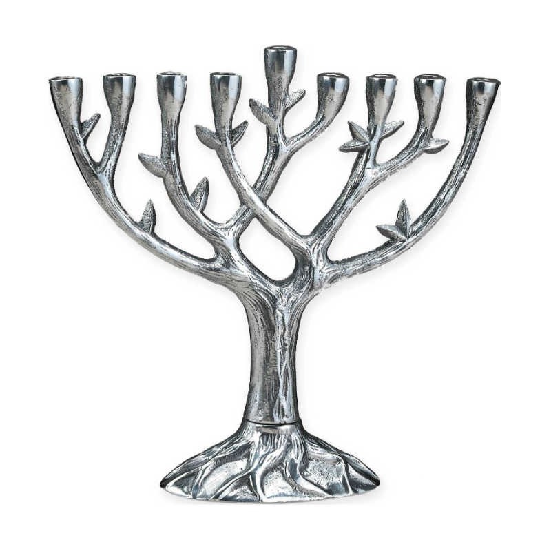 Tree of Life Aluminum Menorah | Hanukkah | Judaica