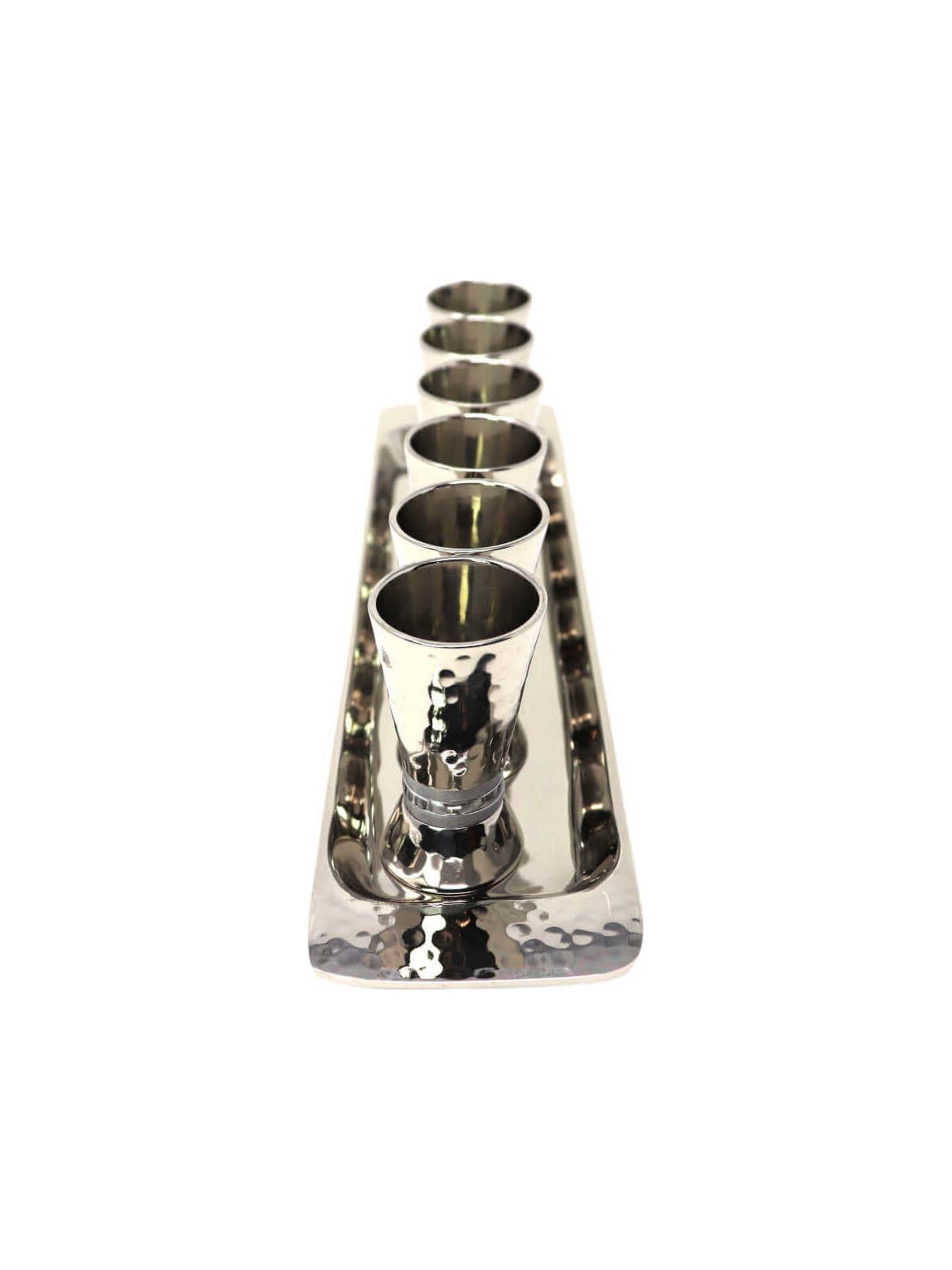 Hammered Liquor Cups with Tray | Kiddush Cups | Judaica