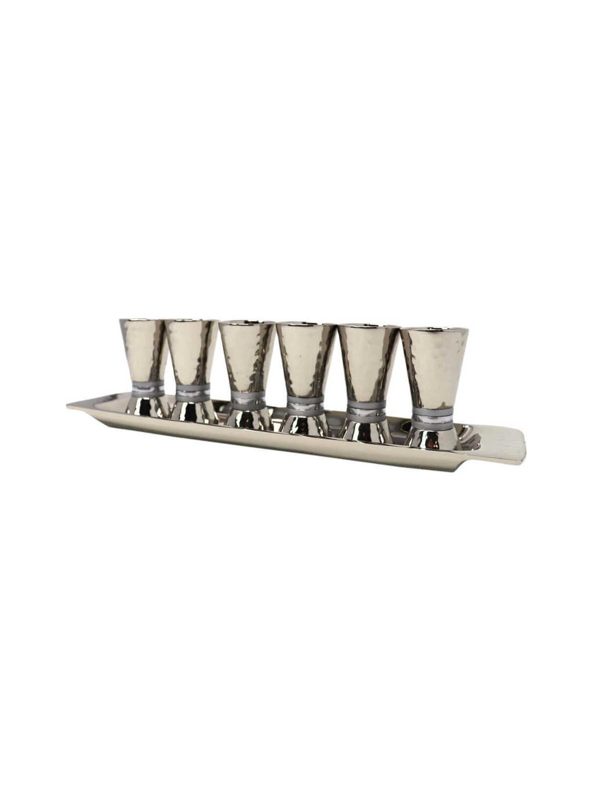 Hammered Liquor Cups with Tray | Kiddush Cups | Judaica