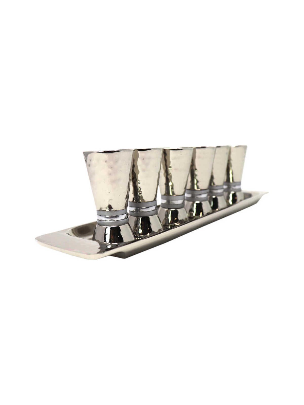Hammered Liquor Cups with Tray | Kiddush Cups | Judaica