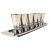 Hammered Liquor Cups with Tray | Kiddush Cups | Judaica