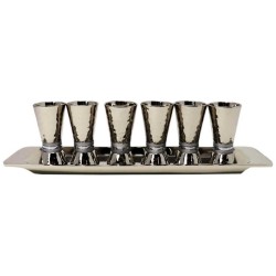 Hammered Liquor Cups with Tray | Kiddush Cups | Judaica