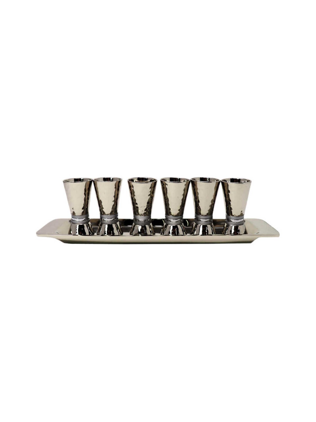 Hammered Liquor Cups with Tray | Kiddush Cups | Judaica