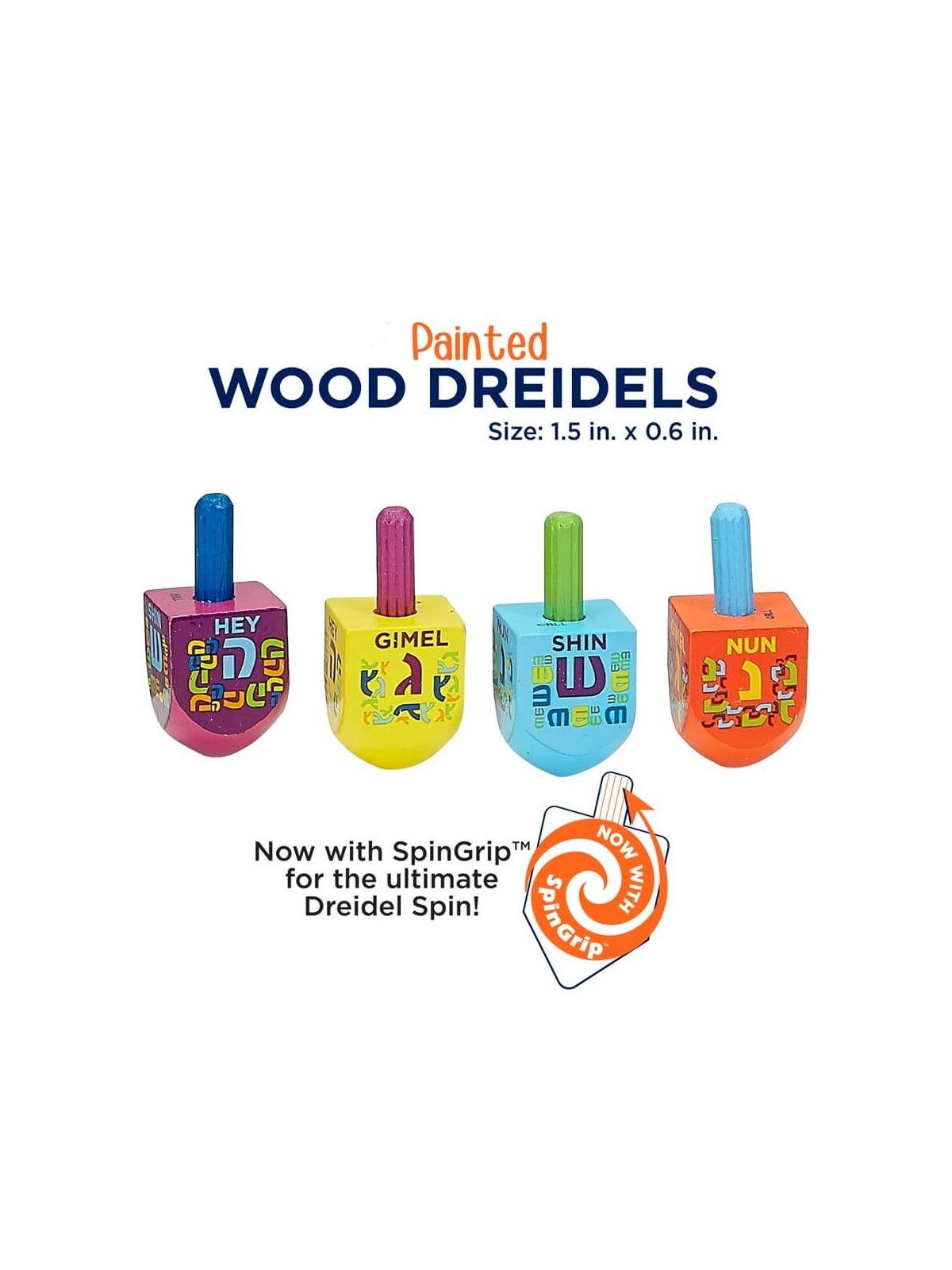 Small Painted Dreidels - Set of 4 | Hanukkah | Judaica